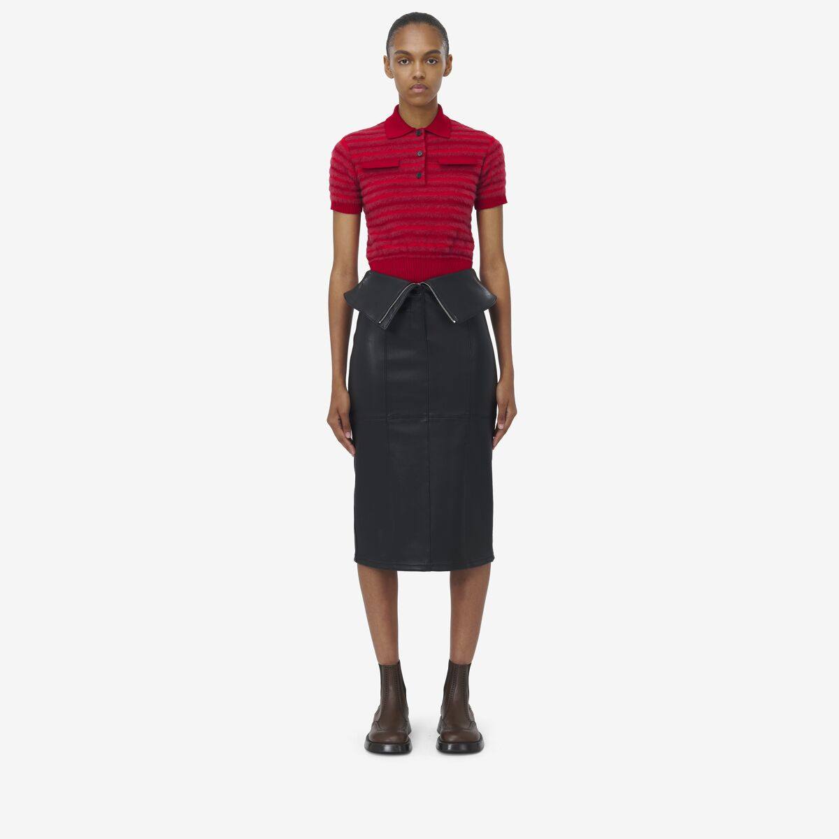 ALEXANDER MCQUEEN - Fold Over Waist Leather Skirt - Item 817914Q5ANU1000